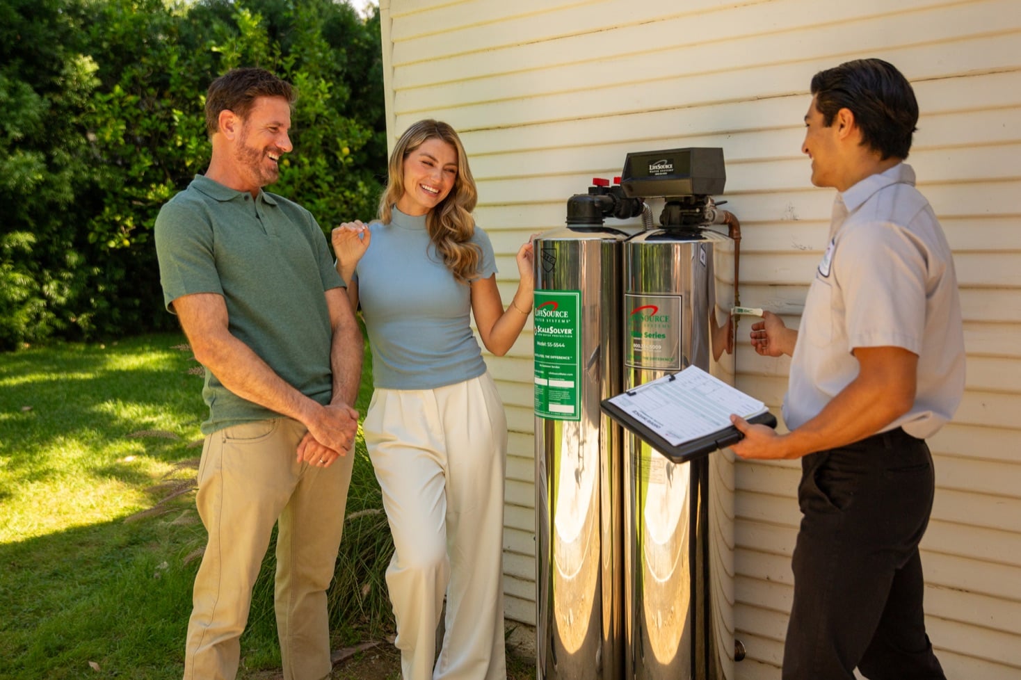 Family enjoying clean filtered water at home