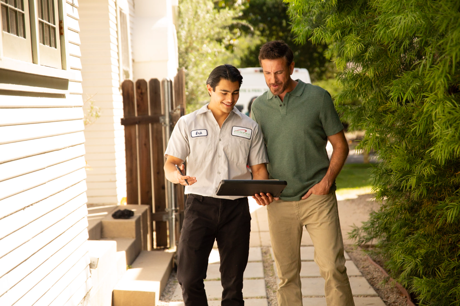LifeSource specialist reviewing filtration capacity with homeowners