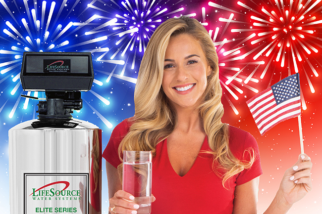 Halley with LifeSource Water Tank - Celebrating July 4th