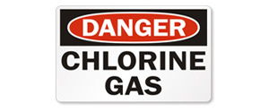 the picture says: danger, chlorine gas