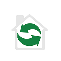 a home with recycle icon